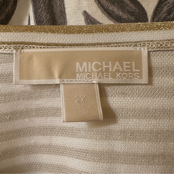 Michael Michael Kors metallic gold striped shirt 2X - Picture 3 of 6